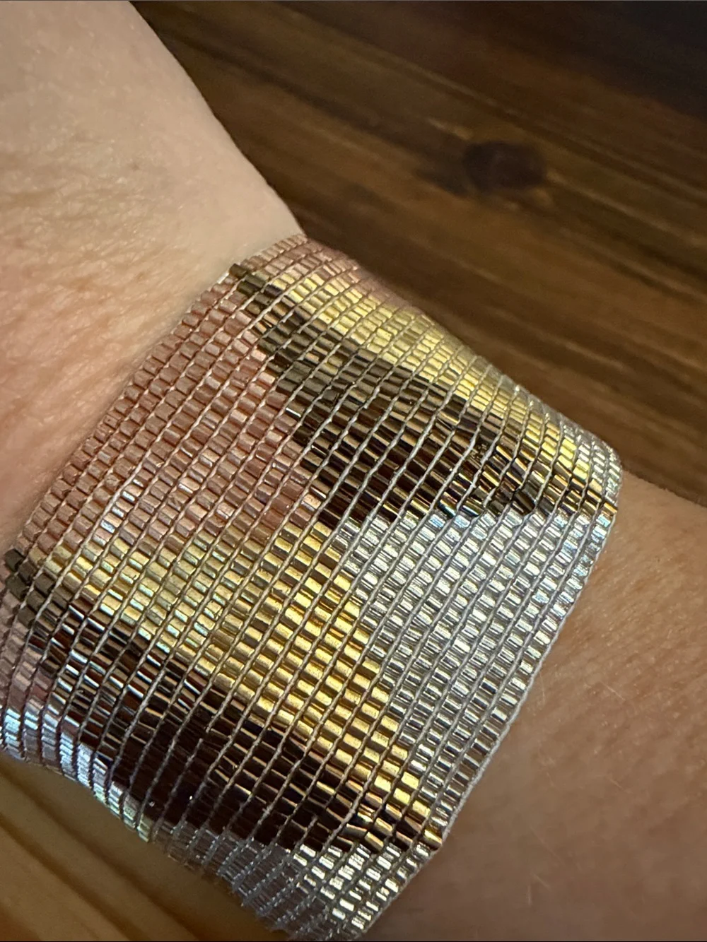 Ink + Alloy Brooklyn Triangles stretch bracelet wrist band mixed metallic